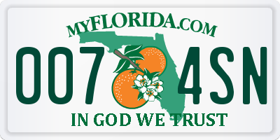FL license plate 0074SN