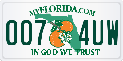 FL license plate 0074UW