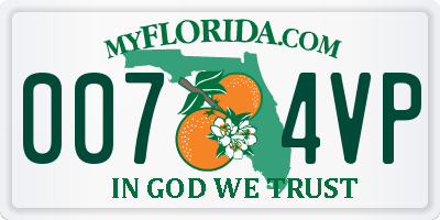 FL license plate 0074VP