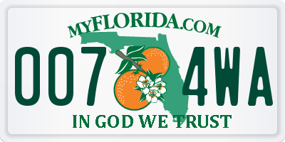 FL license plate 0074WA