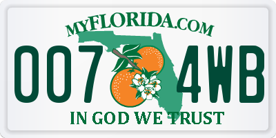 FL license plate 0074WB