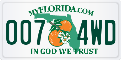 FL license plate 0074WD