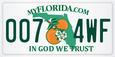 FL license plate 0074WF