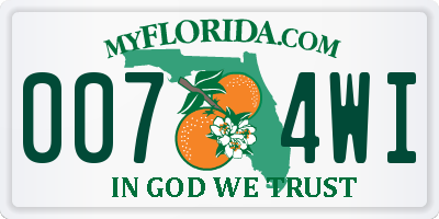 FL license plate 0074WI