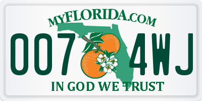FL license plate 0074WJ