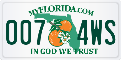 FL license plate 0074WS
