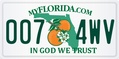 FL license plate 0074WV