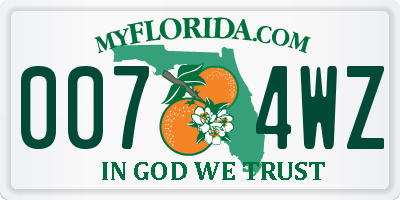 FL license plate 0074WZ