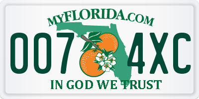 FL license plate 0074XC