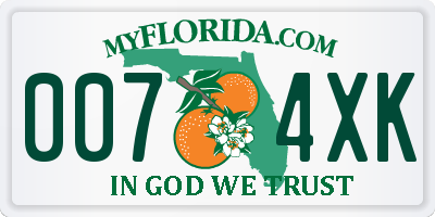 FL license plate 0074XK