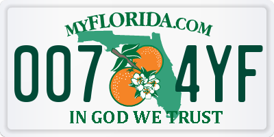 FL license plate 0074YF