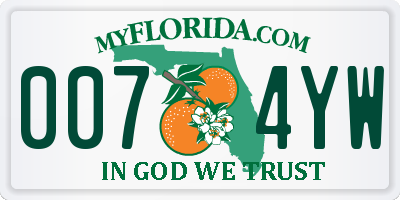 FL license plate 0074YW