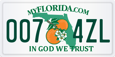 FL license plate 0074ZL
