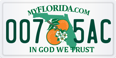 FL license plate 0075AC