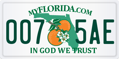 FL license plate 0075AE