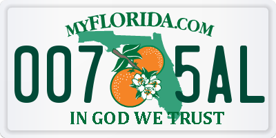 FL license plate 0075AL