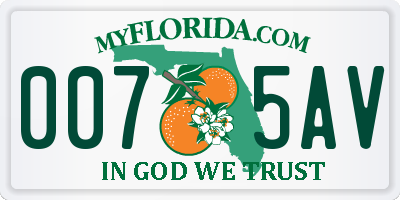 FL license plate 0075AV