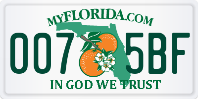 FL license plate 0075BF