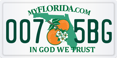 FL license plate 0075BG