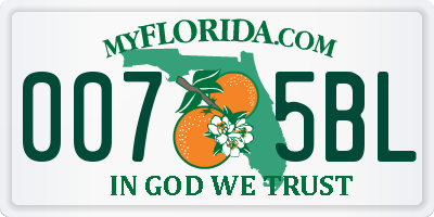 FL license plate 0075BL