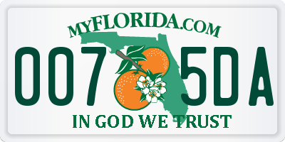 FL license plate 0075DA