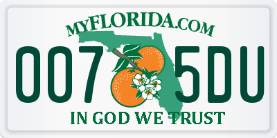 FL license plate 0075DU