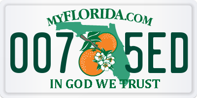 FL license plate 0075ED