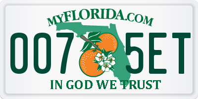 FL license plate 0075ET