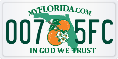 FL license plate 0075FC