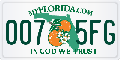 FL license plate 0075FG