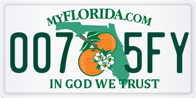FL license plate 0075FY