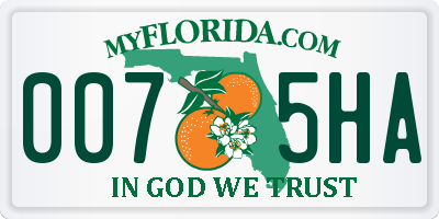 FL license plate 0075HA