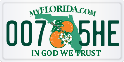 FL license plate 0075HE