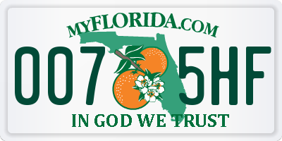 FL license plate 0075HF