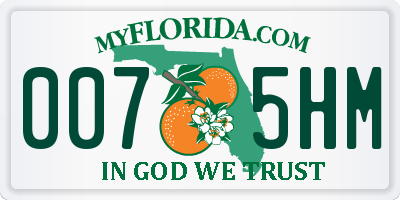 FL license plate 0075HM