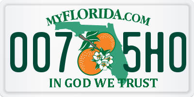 FL license plate 0075HO