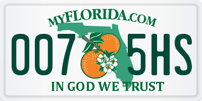 FL license plate 0075HS