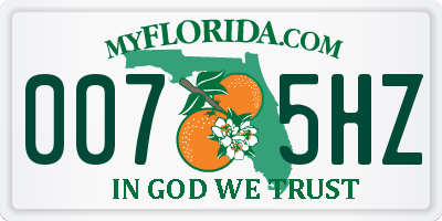 FL license plate 0075HZ