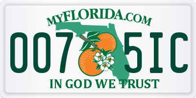 FL license plate 0075IC