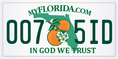 FL license plate 0075ID
