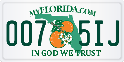 FL license plate 0075IJ