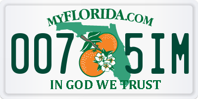 FL license plate 0075IM