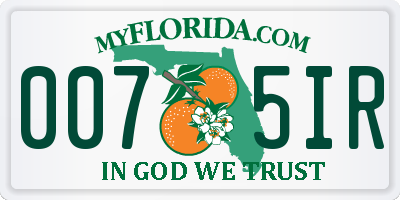 FL license plate 0075IR