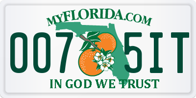 FL license plate 0075IT