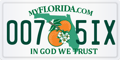 FL license plate 0075IX