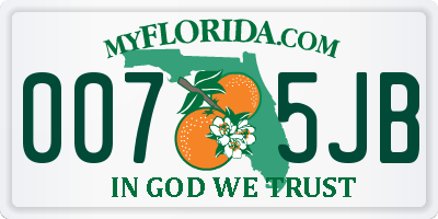 FL license plate 0075JB