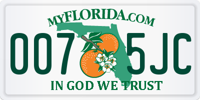 FL license plate 0075JC