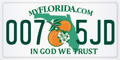 FL license plate 0075JD