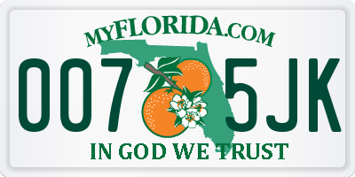 FL license plate 0075JK