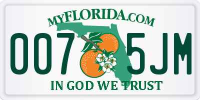 FL license plate 0075JM